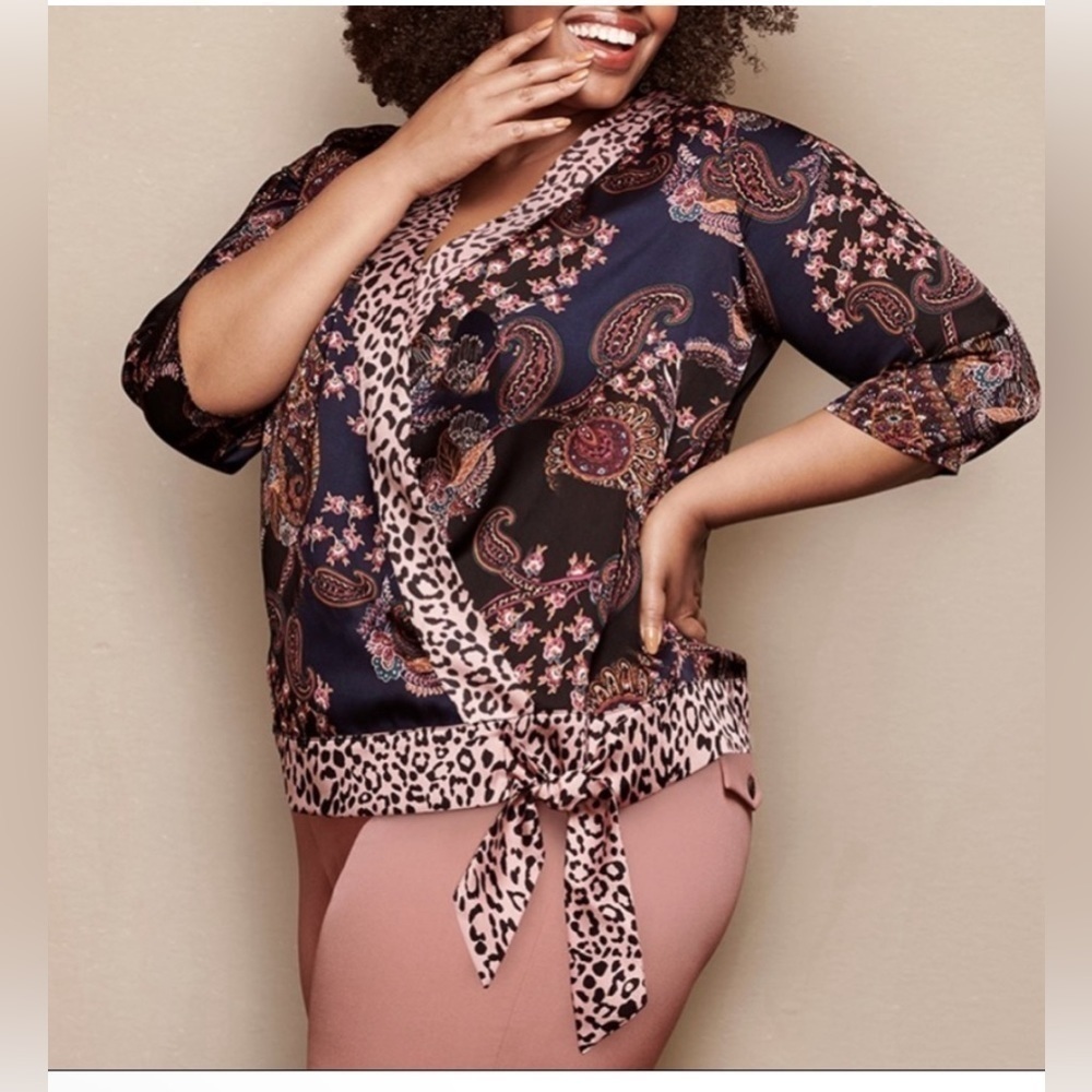 Dressbarn Wild Thing Print Blouse Size Medium